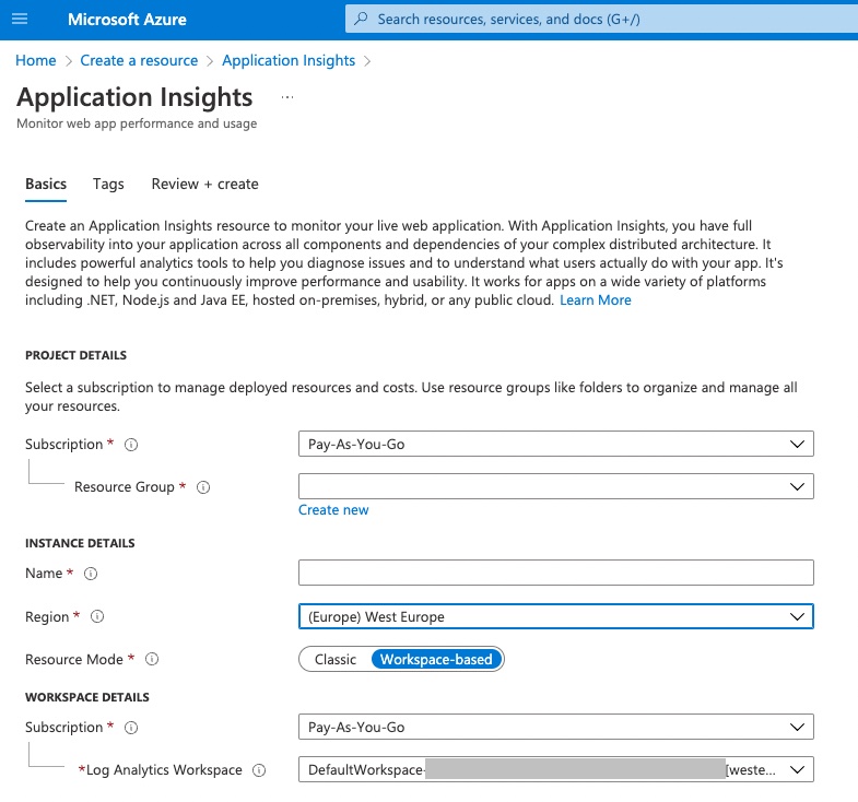 app insights create