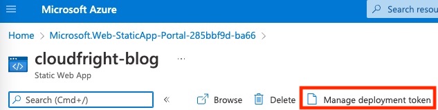 azure static web app deployment token
